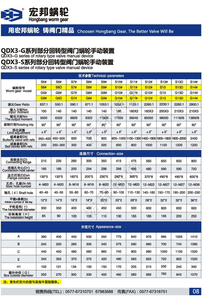 温州宏邦蜗轮样本